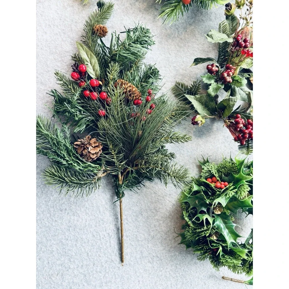 Vintage Lot MCM Plastic Christmas Candle Wreath Rings & Decor -Holly Berries